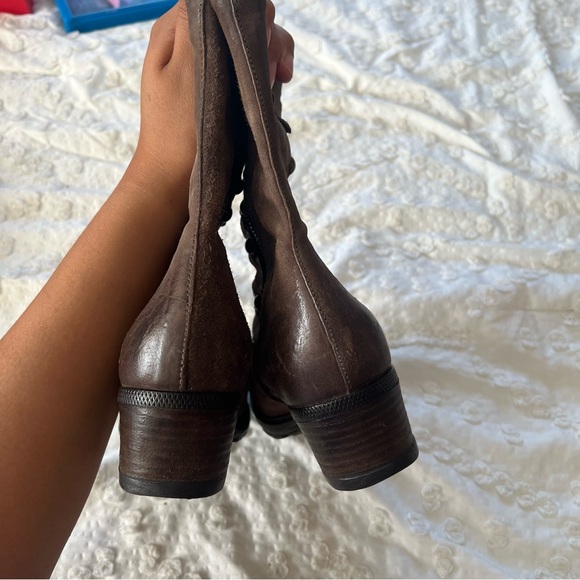 A.S.98 Military Dress Style Boots in Stone Leather Side Zip Women's 38 (US 7.5) - Picture 8 of 16